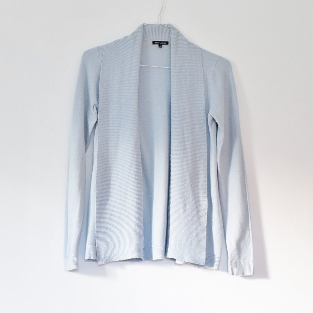PINK CLOVER Robin's Egg Blue Fine Ribbed Knit Lapel Open Cardigan | Size S